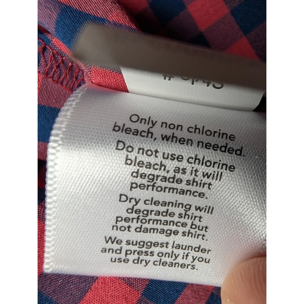 Mizzen + Main Men's Shirt M Trim Fit Red Blue‎ Check Performance Menswear - Picture 10 of 11